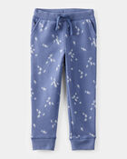 Toddler Girl Heart Print Fleece Drawstring Joggers - Blue, image 1 of 4 slides
