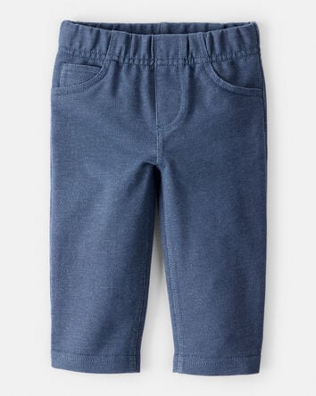 Baby Boy 100% Cotton Pull-On Pants - Blue, 
