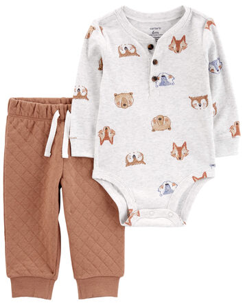 Baby 2-Piece Animal Print Bodysuit Pant Set, 
