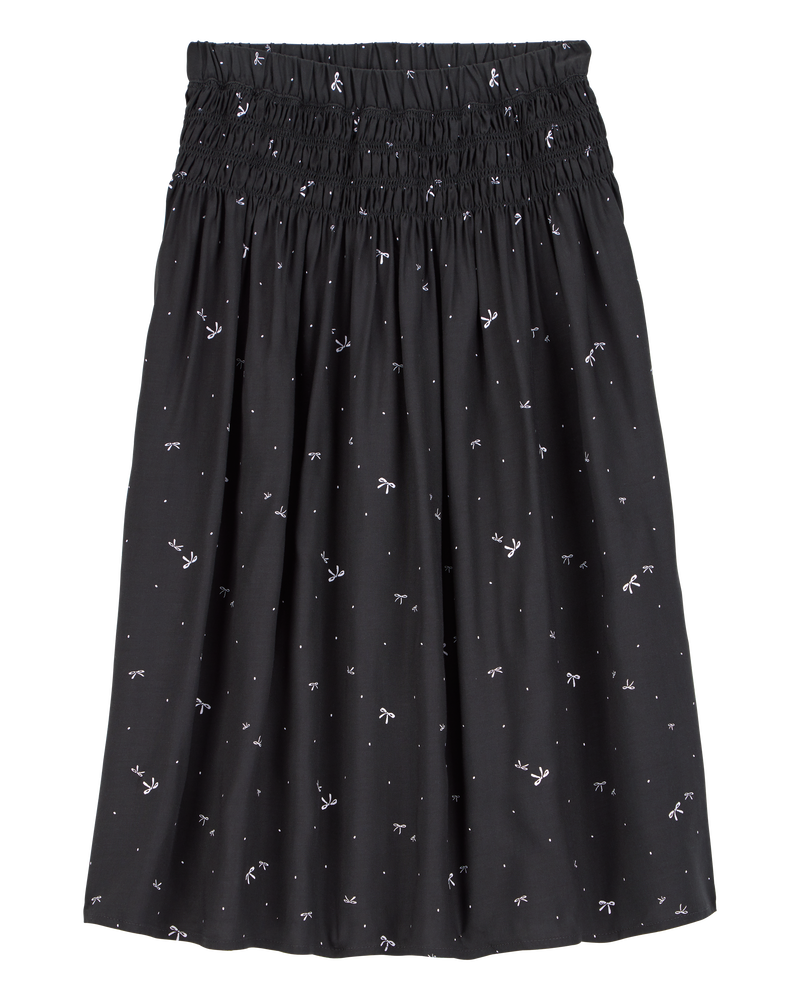 Kid Bow Print Maxi Skirt - Black, image 1 of 3 slides