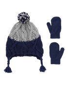 Baby 2-Pack Pom Hat & Mittens Set, image 1 of 2 slides