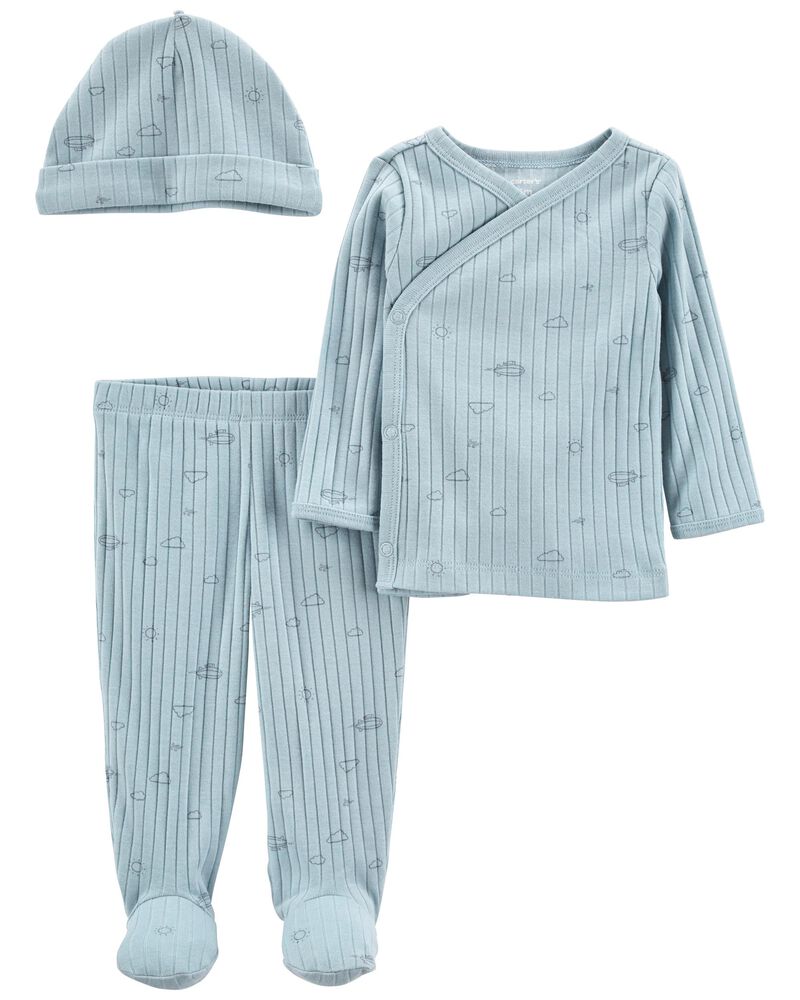 Baby 3-Piece Side-Snap Top & Pant Set, image 1 of 3 slides