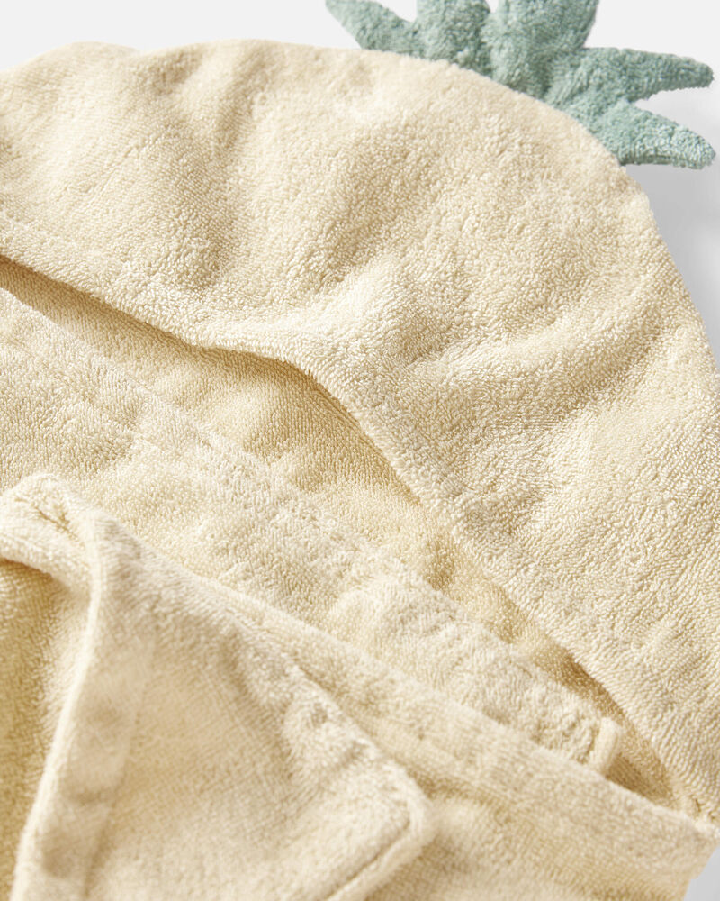 Toddler Organic Terry Cotton Pineapple Towel, image 2 of 4 slides
