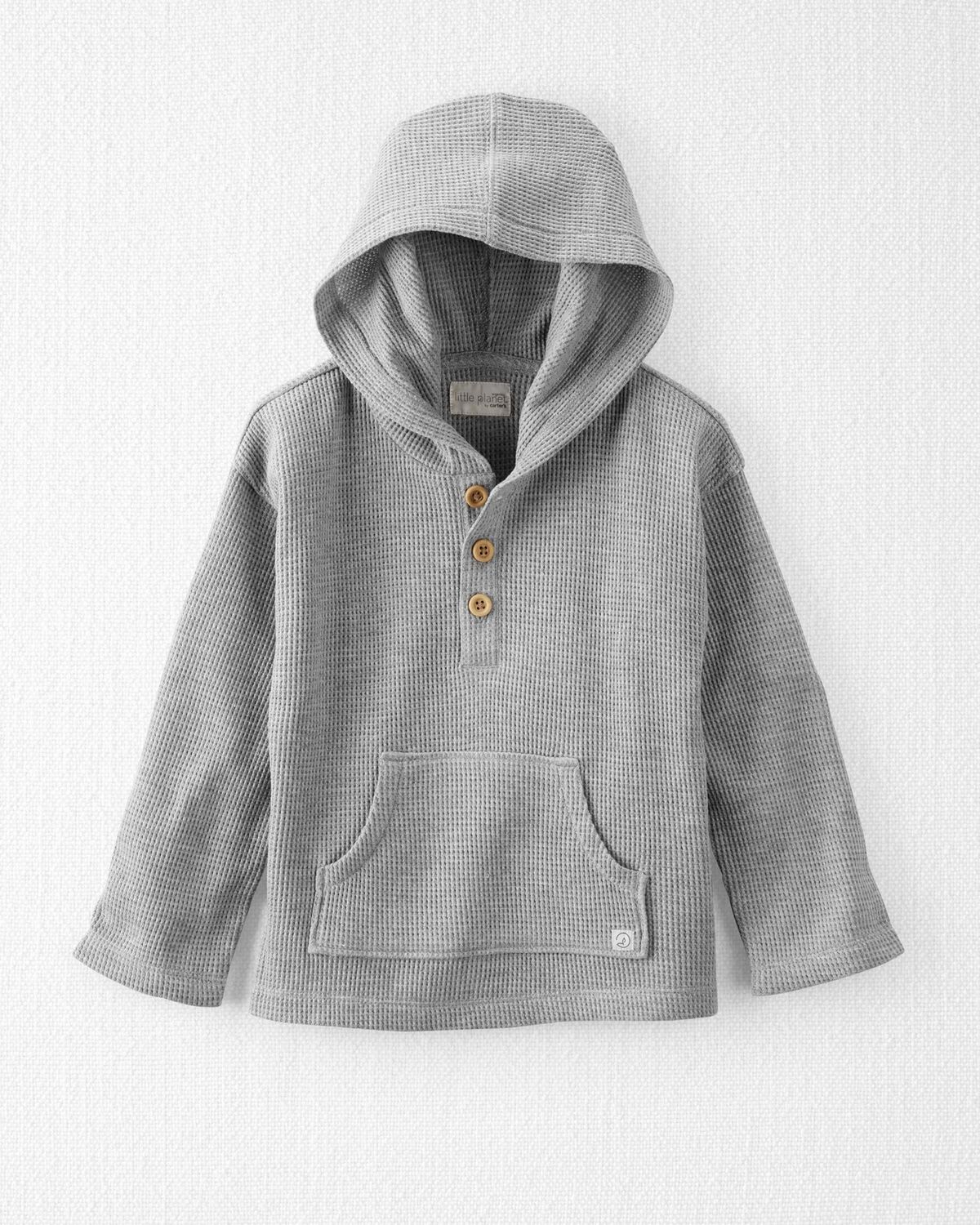 Gray Heather Toddler Organic Cotton Waffle Knit Pullover
