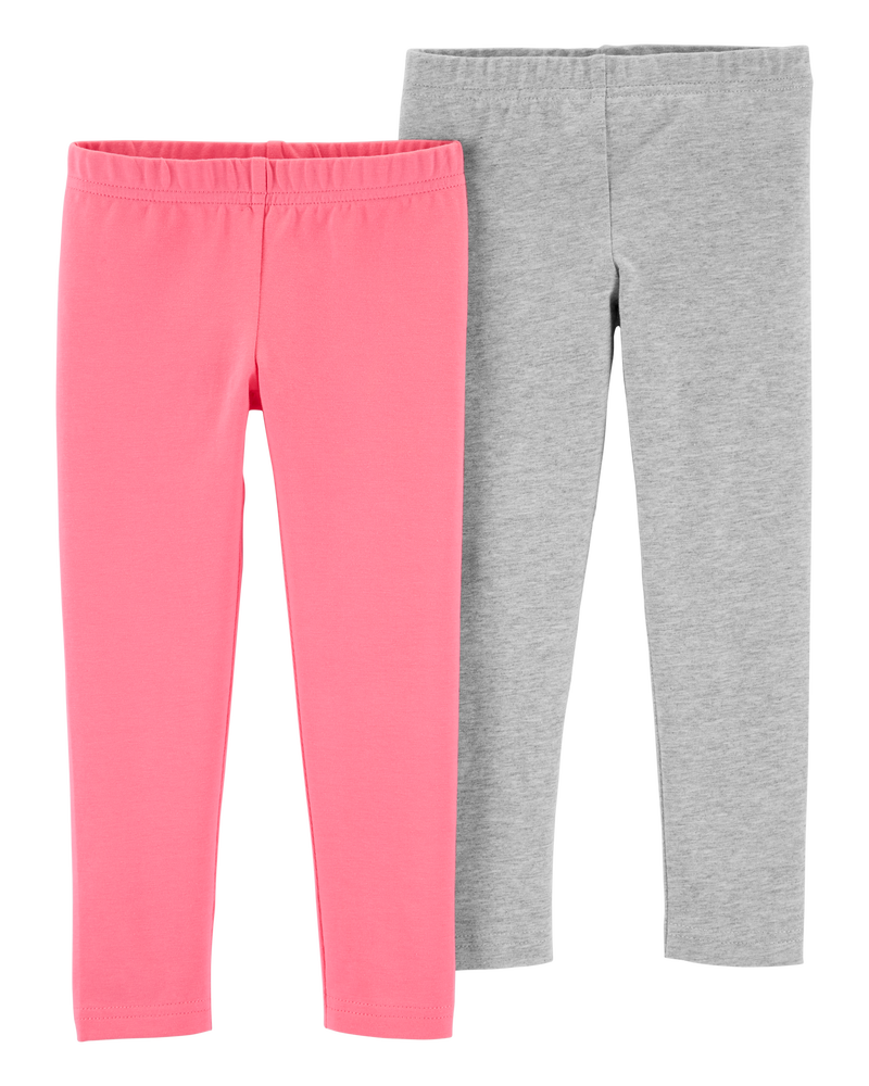 Toddler 2-Pack Heather Gray & Pink Leggings, image 1 of 1 slides