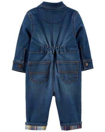 Baby Button-Front Denim Jumpsuit, 