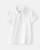 Toddler Pique Uniform Polo Shirt -  White, image 4 of 5 slides