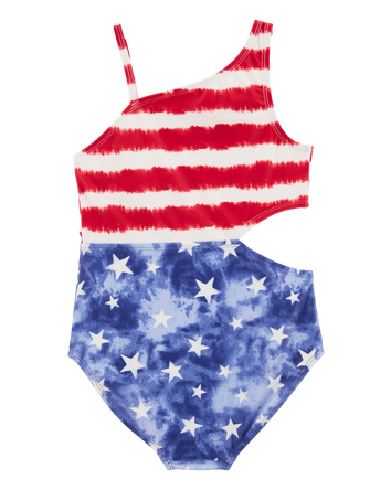 Girls 1-Piece Cut-Out Fourth of July Swimsuit, 