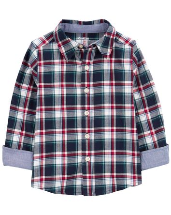 Plaid Button-Front Shirt, 