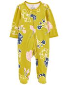 Baby Floral 2-Way Zip Cotton Sleep & Play Pajamas, image 1 of 5 slides