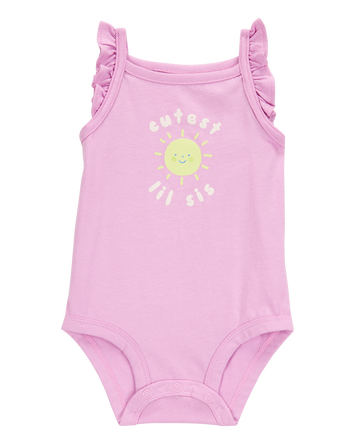Baby Lil Sis Flutter-Sleeve Bodysuit, 
