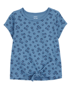Toddler Floral Tie-Front Short-Sleeve Tee - Blue, image 1 of 3 slides