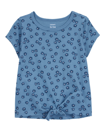 Toddler Floral Tie-Front Short-Sleeve Tee - Blue, 