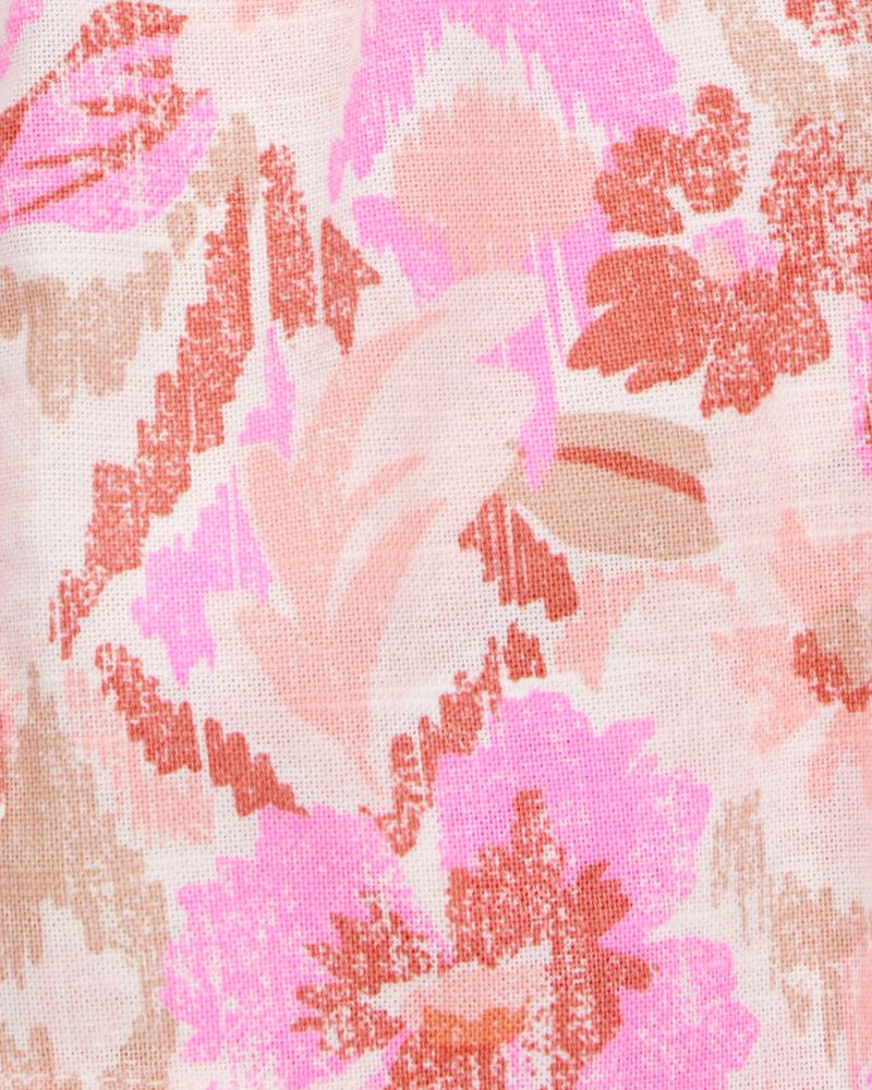 Toddler Floral Print Drawstring Shorts - Pink, image 6 of 7 slides
