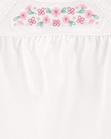 Baby Flutter-Sleeves Floral Top - White, 