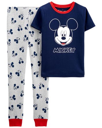 Kid 2-Piece Mickey Mouse 100% Snug Fit Cotton Pajamas, 