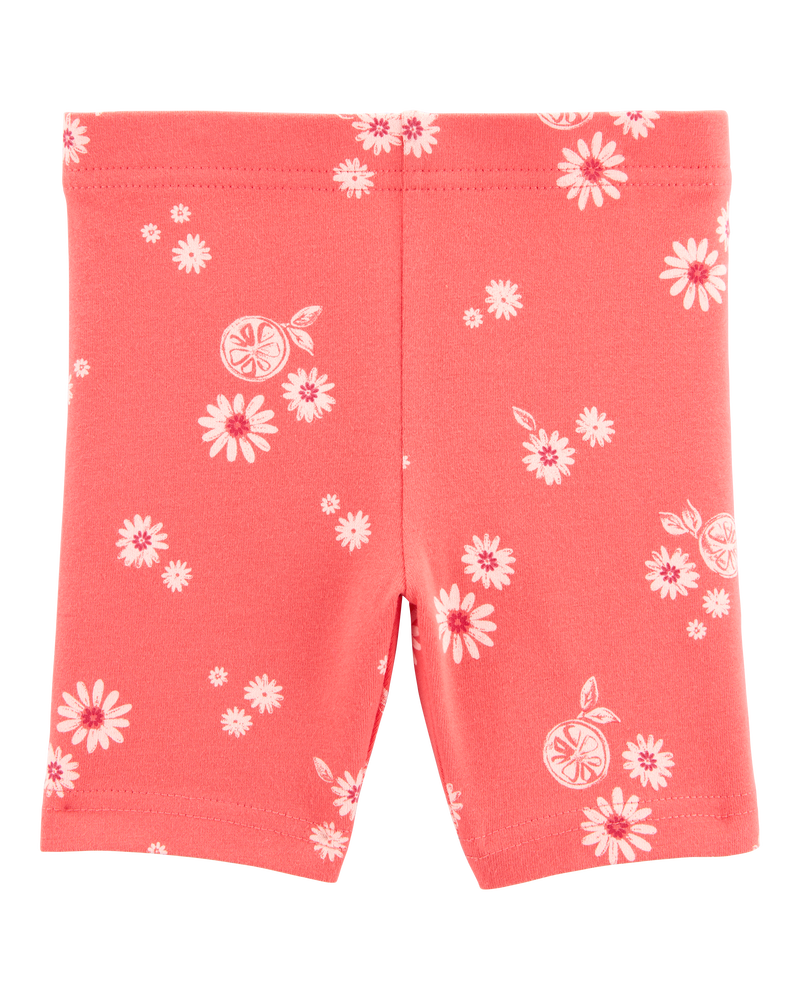 Baby Girl Floral Bike Shorts - Orange, image 2 of 4 slides