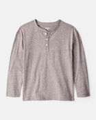 Boys Long-Sleeve Henley - Brown, image 1 of 3 slides