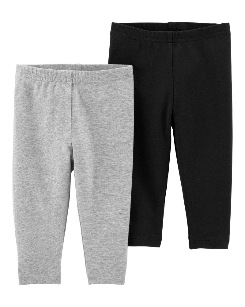 Baby 2-Pack Black & Grey Leggings, image 1 of 3 slides