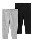 Baby 2-Pack Black & Grey Leggings, image 1 of 3 slides