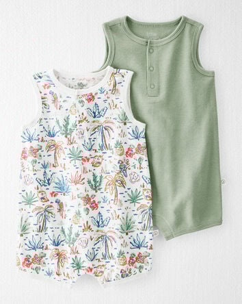 Baby 2-Pack Organic Cotton Rompers, 