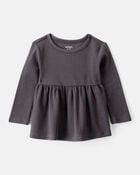 Baby Girl Long-Sleeve Peplum Top - Black, image 1 of 3 slides