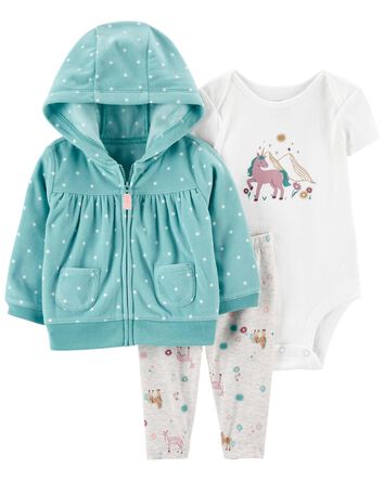 Baby 3-Piece Fleece Jacket Set, 