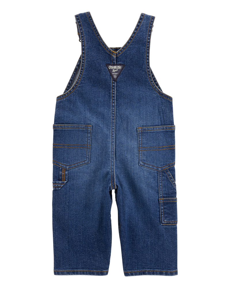 Baby Neutral Stretch Denim Classic Overalls - Dark Wash, image 2 of 5 slides