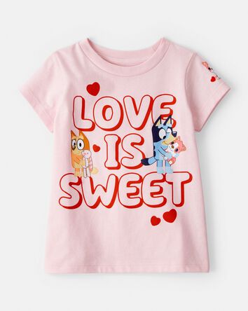 Toddler Girl Valentine's Day Bluey™ Short-Sleeve Graphic Tee - Pink, 