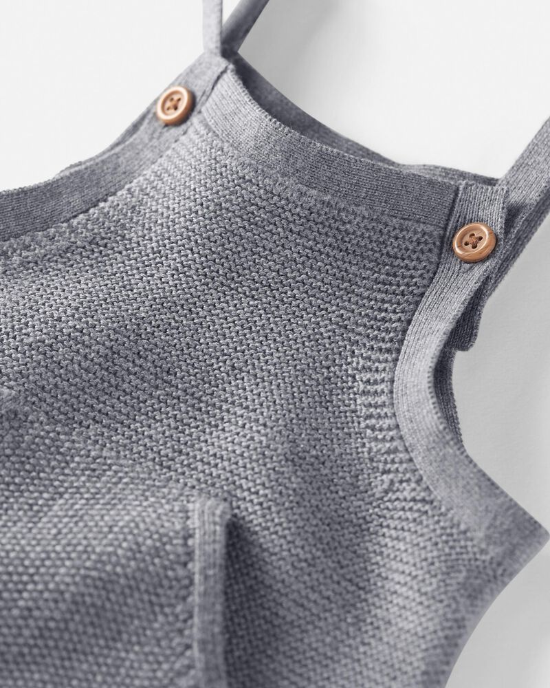 Baby Organic Sweater Knit Overalls in Dark Gray, image 3 of 7 slides
