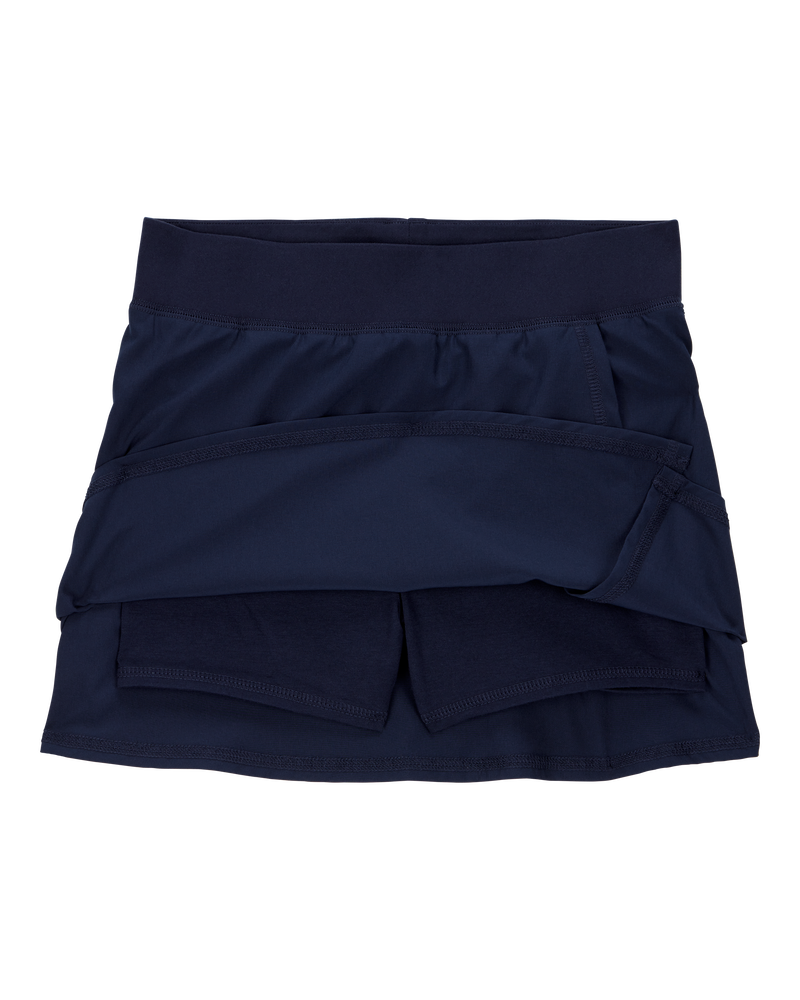 Kid 2-Pack Poplin Stretch Uniform Skorts - Navy, image 3 of 4 slides