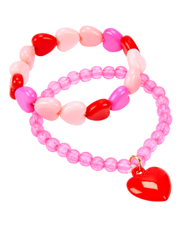 2-Pack Heart Bracelets - Pink, 