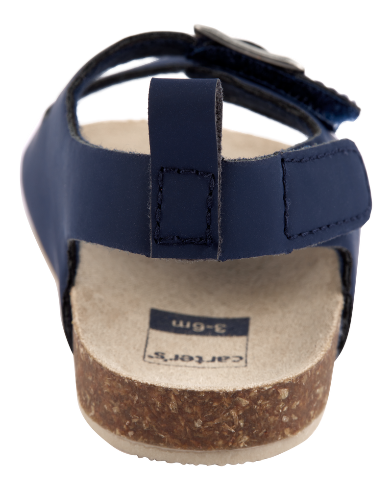Baby Buckle Faux Cork Sandals  - Navy, image 3 of 7 slides