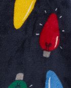 Kid 1-Piece Christmas Lights Velboa Footie Pajamas, image 2 of 3 slides