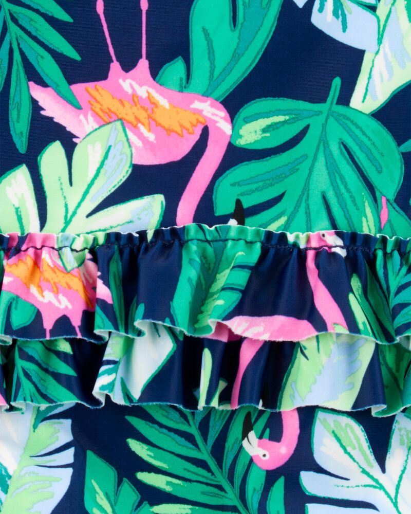 Baby 1-Piece Tropical Flamingo Long-Sleeve Rashguard Swimsuit, image 4 of 5 slides