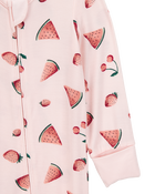 Baby Girl Fruit Print 2-Way Zip PurelySoft Convertible Foot Sleep & Play Pajamas - Pink, image 3 of 7 slides
