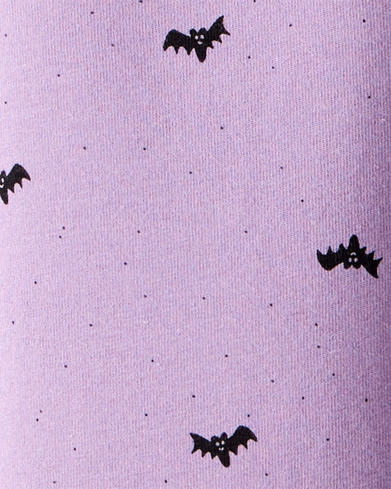 Kid Cotton Halloween Bat Stretch Leggings - Purple, image 3 of 4 slides