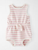 Pink - Baby Organic Cotton Pink Striped Bubble Romper