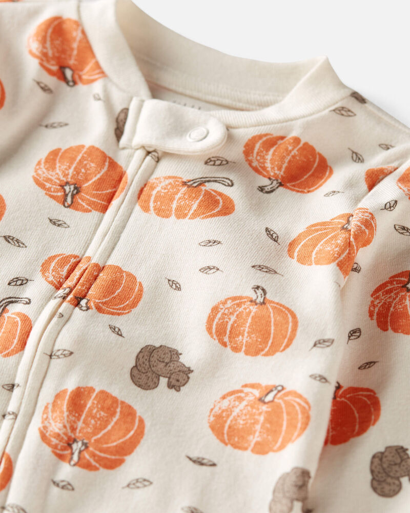 Baby Organic Cotton Sleep & Play Pajamas in Harvest Pumpkins, image 3 of 4 slides