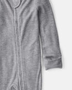Baby Boy Solid PurelySoft Long-Sleeve 2-Way Zip Sleep & Play Pajamas - Grey, image 2 of 8 slides