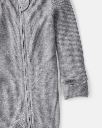 Baby Boy Solid PurelySoft Long-Sleeve 2-Way Zip Sleep & Play Pajamas - Grey, 