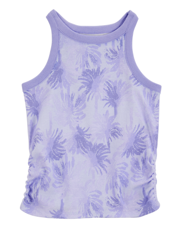 Kid Tropical Print Ribbed Tank Top - Purple, 