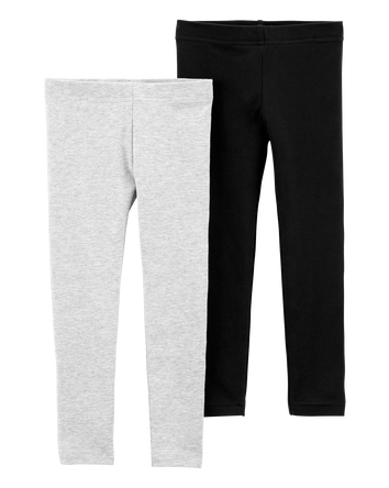 Baby 2-Pack Black & Grey Cotton Stretch Leggings, 