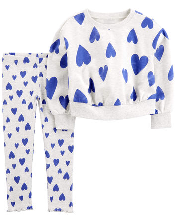 Toddler 2-Piece Heart Sweatshirt & Pant Set, 