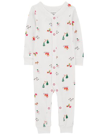 1-Piece Christmas Thermal Footless Pajamas, 