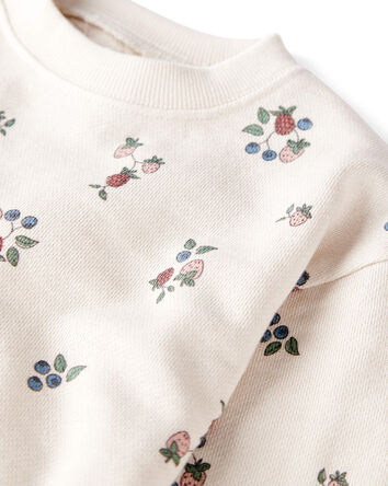 Toddler Girl Organic Cotton French Terry Sweatshirt in Berry Blossom Print, 