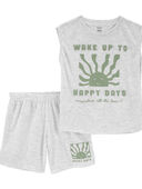 Heather - Toddler 2-Piece Happy Day Loose Fit Pajama Set