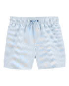 Boys Striped Swim Trunks - Blue, image 1 of 5 slides