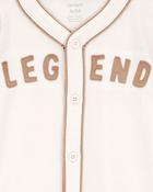 Baby Legend Baseball Vintage Button-Down Tee - Ivory/Green, image 2 of 3 slides