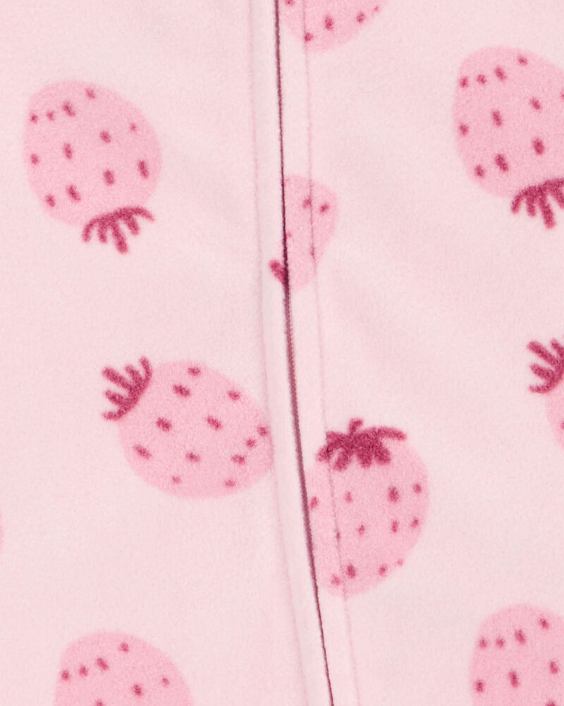 Baby Strawberry Fleece Footie Sleep & Play Pajamas, image 2 of 5 slides